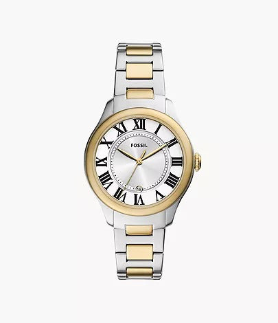 Fossil Gilmore Three-Hand Date Two-Tone Stainless Steel Women's Watch,  ES5396