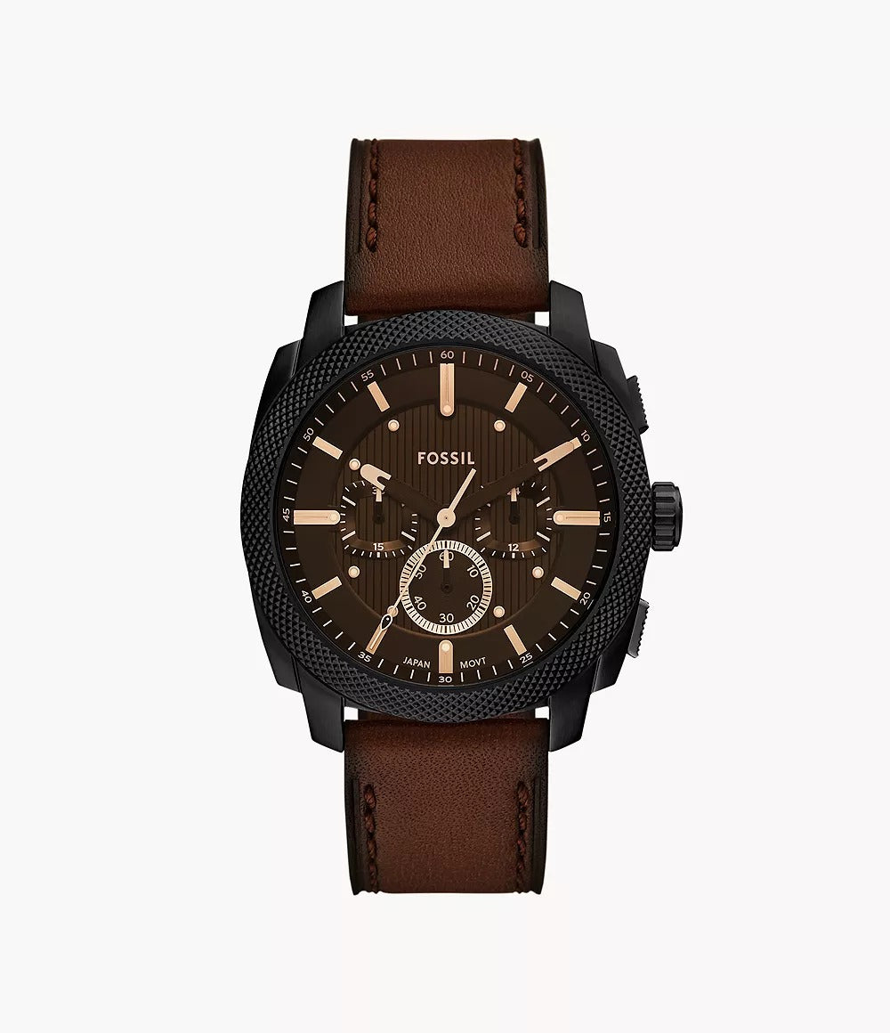 Fossil Machine Chronograph Brown Leather Men's Watch, FS6101