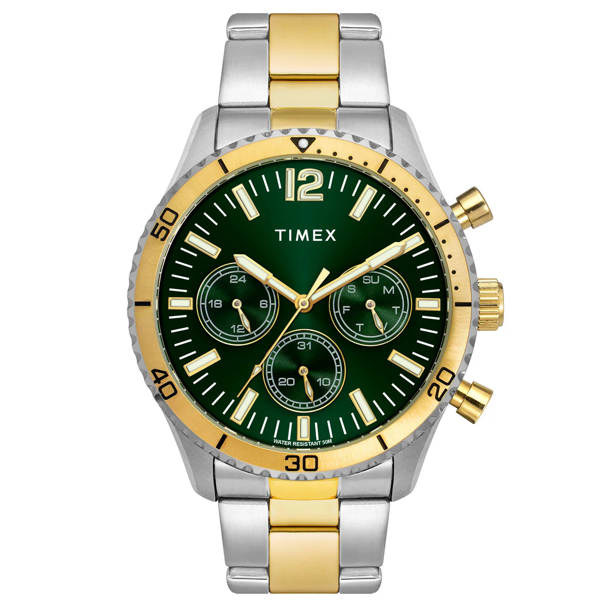 Chronograph Timex Green Dial Watch Timex Waterbury Metropolitan