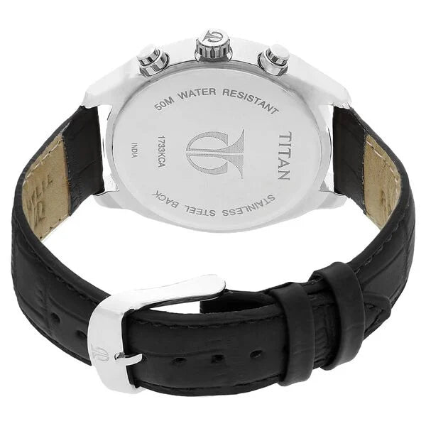 Titan Quartz Multifunction Silver Dial Leather Strap Watch for Men
