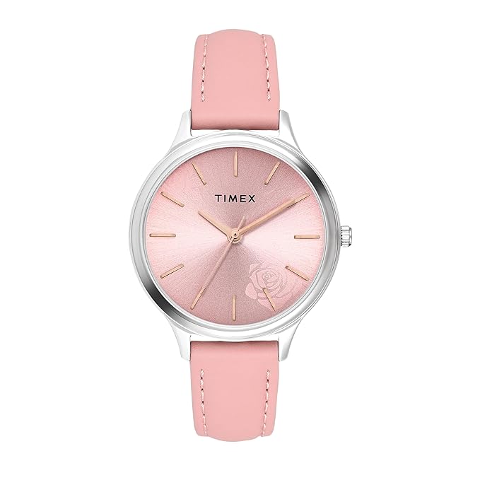 TIMEX Women Pink Round Leather Analog Dial Watch- Twtl12103