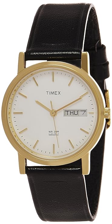 Timex Men's White Analog Leather Watch A500
