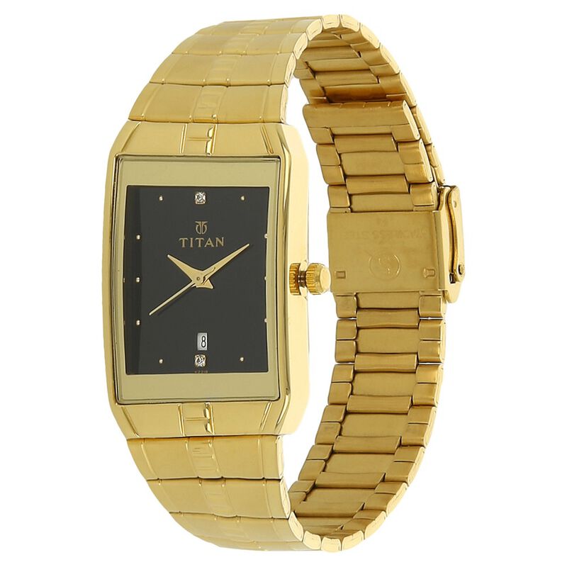 Titan golden watch with black dial sale