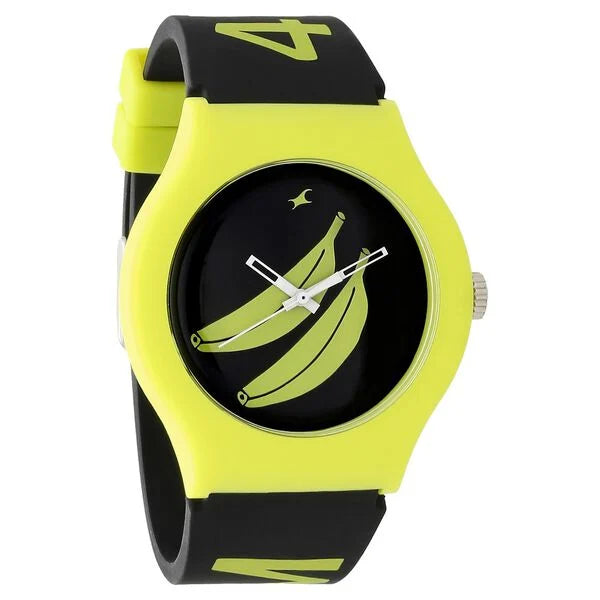 Silicone Strap Watch Yellow Fastrack Watch Analog Black Dial