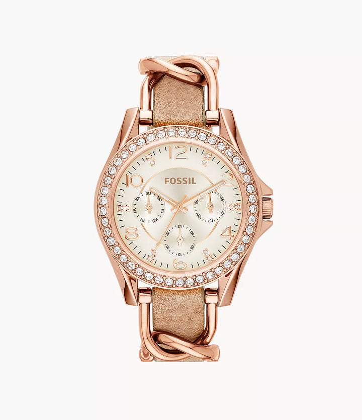 Fossil ES4574 Beige Leather Women Watch Original Fossil Leather Beige 14mm watch strap ES4574 main image 3