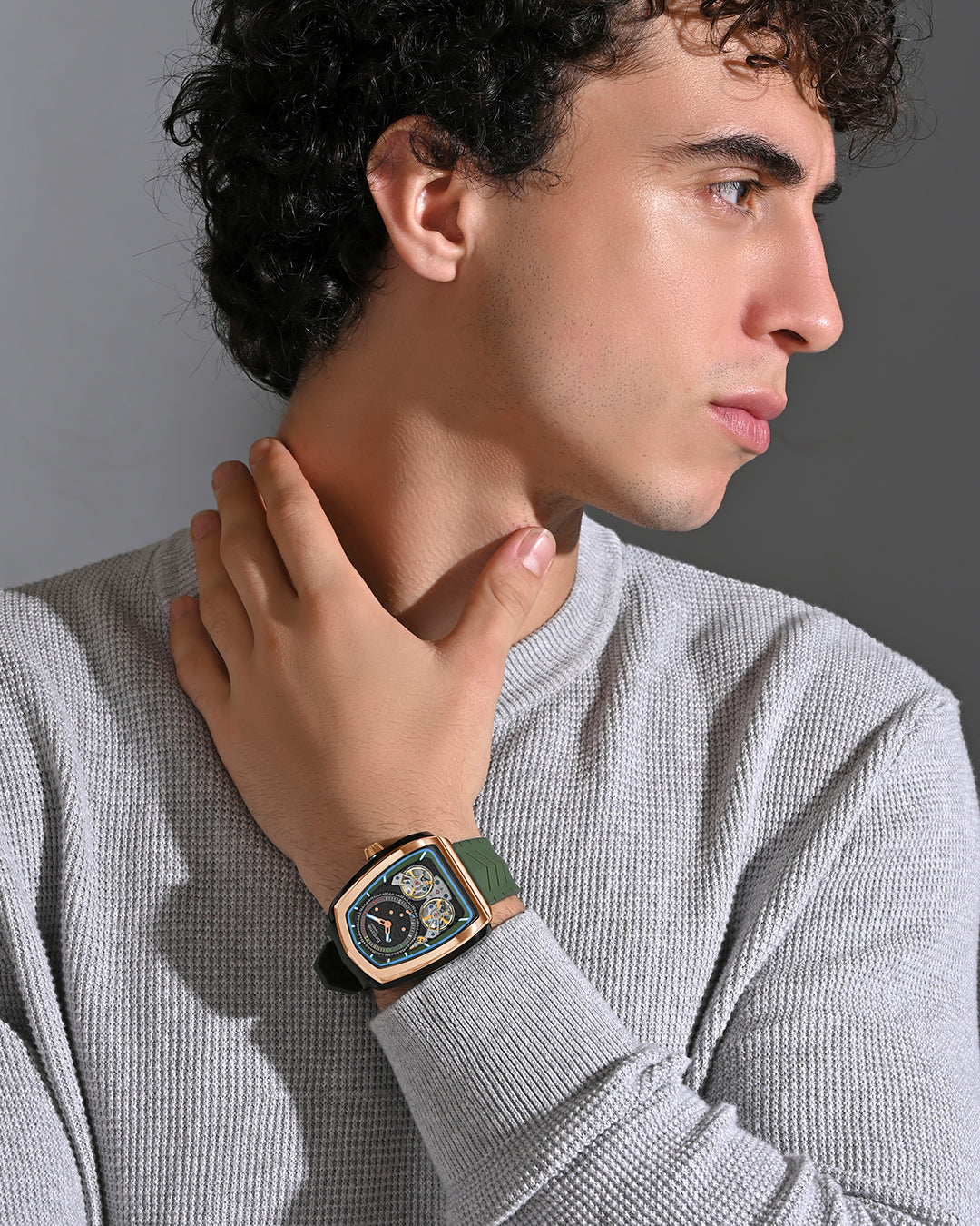 Britime Britime London Aventus Automatic Men's Watch, Green With Rose Gold 101 ...