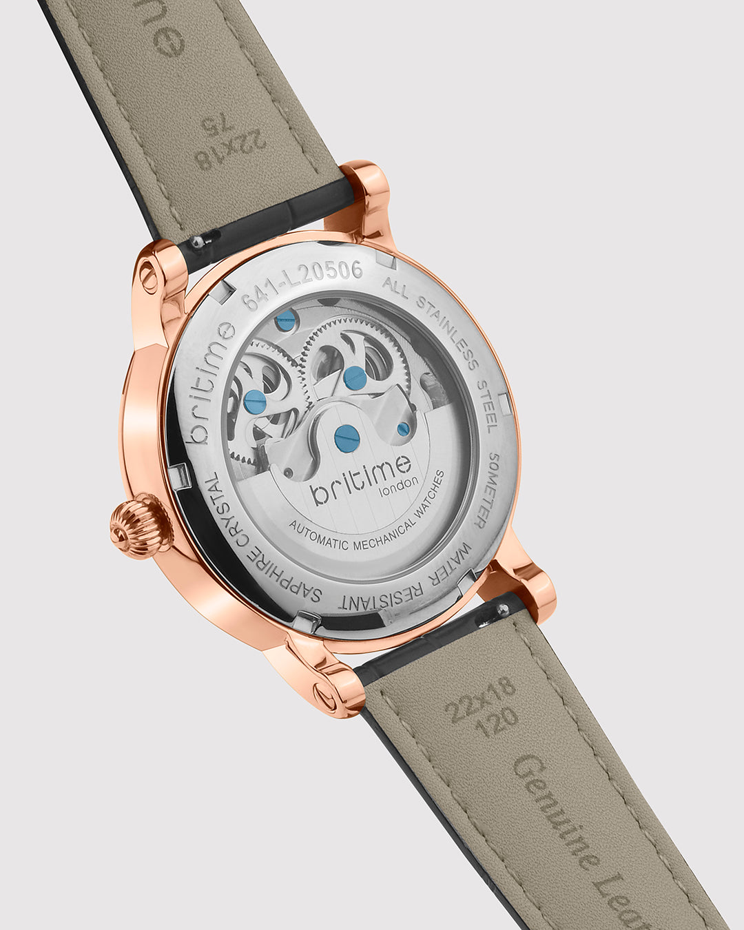 Britime Britime London Crist Automatic Men's Watch, Black with Rose Gold 641-L30406