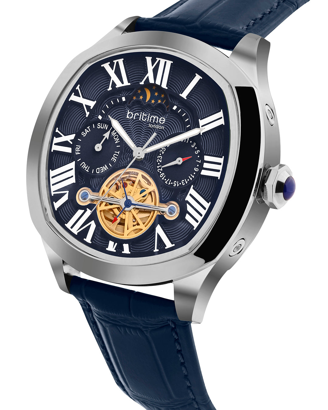 Britime Britime London Romaire Automatic Men's Watch, Blue with Silver 641-L11