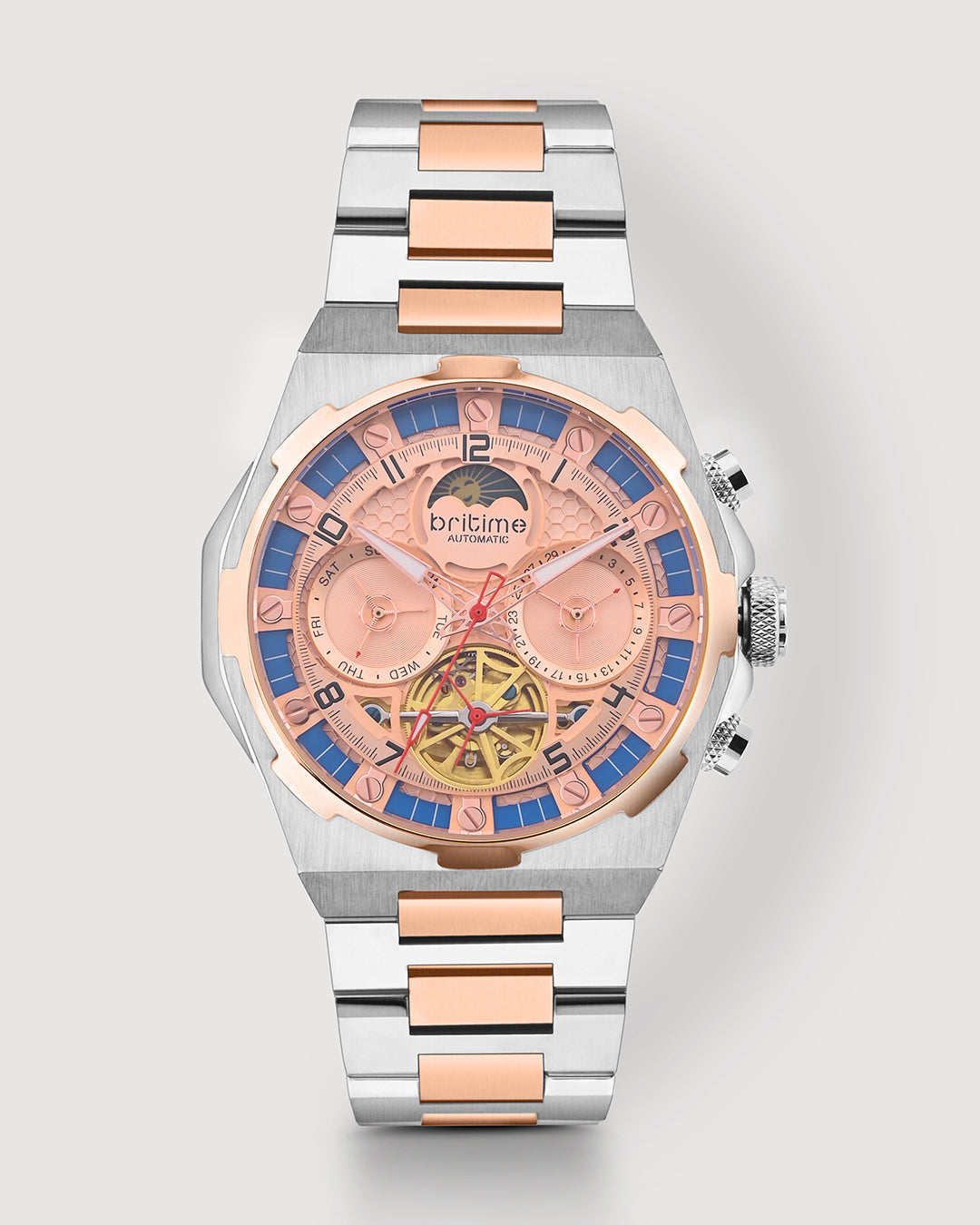 Britime Britime London Taurus Automatic Men's Watch, Rose Gold 489-M30705