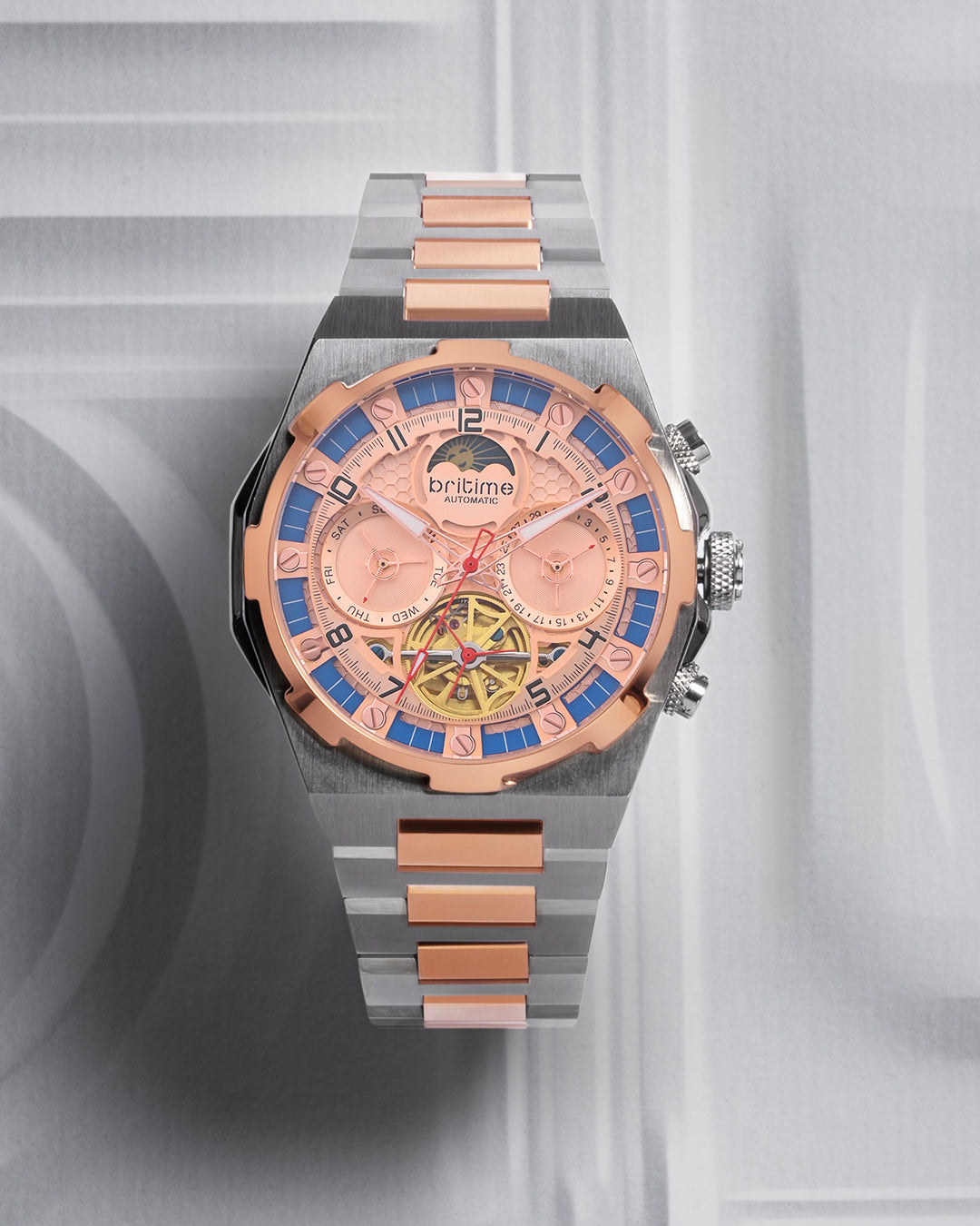 Britime Britime London Taurus Automatic Men's Watch, Rose Gold 489-M30705