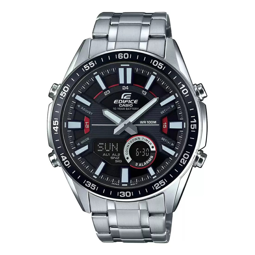 Casio Edifice Silver Analog-Digital Countdown Timer, EFV-C100D-1AVDF-E