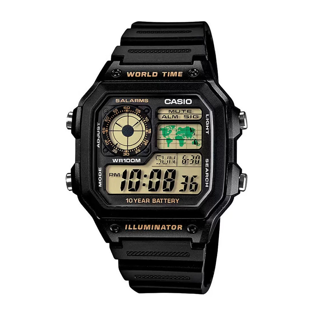 Casio Youth Black Digital Countdown Timer, AE-1200WH-1BVDF-D098