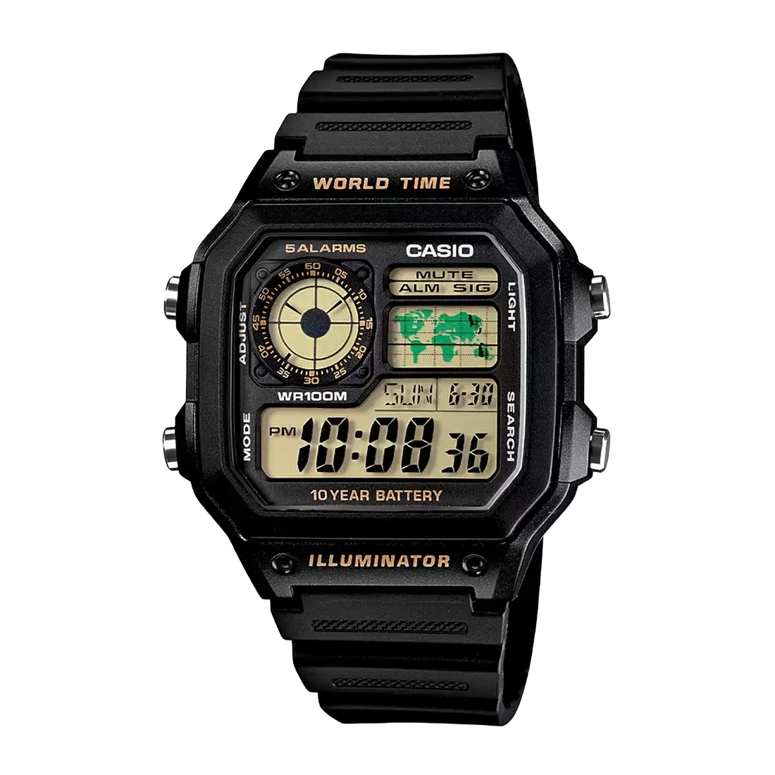 Casio Youth Black Digital Countdown Timer, AE-1200WH-1BVDF-D098
