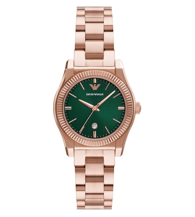 Emporio Armani Three-Hand Date Rose Gold-Tone Stainless Steel Women's ...