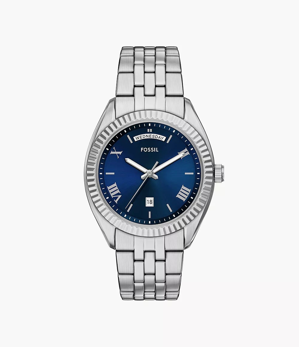 Fs6142 Fossil Campbell Three-Hand Day-Date Stainless Steel Men's Watch, FS614