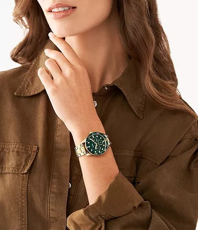 Fossil His and Hers Multifunction Gold-Tone Stainless Steel Watch Set,  BQ2754SET