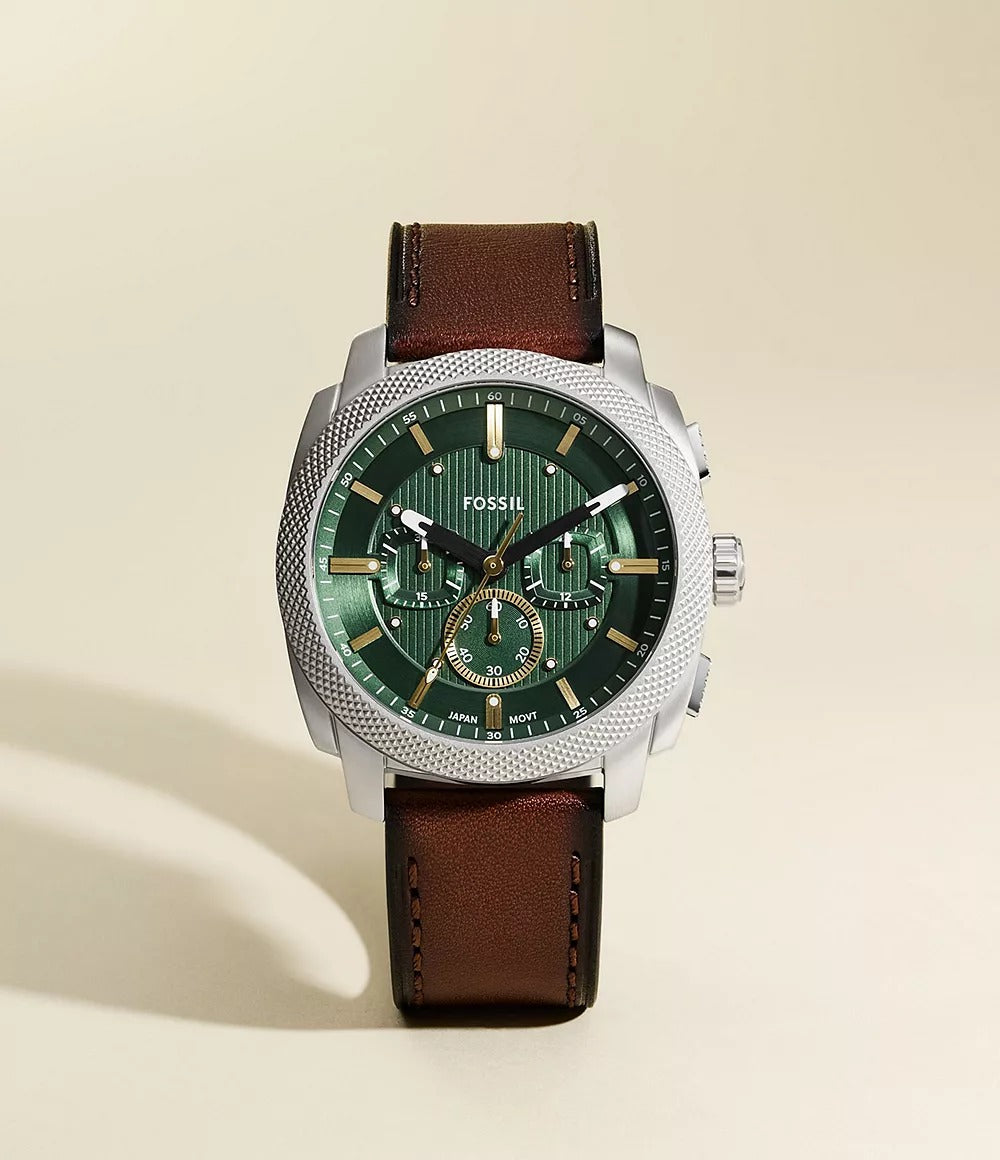 Fossil Machine Chronograph Brown Leather Men's Watch, FS6100