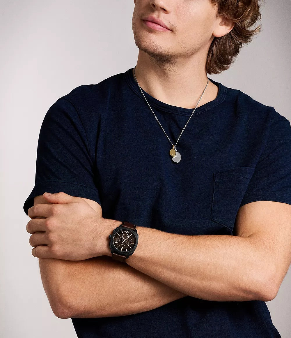 Fossil Machine Chronograph Brown Leather Men's Watch, FS6101