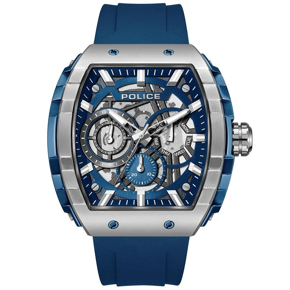 Police Quartz Multifunction Blue Dial Blue Colour Silicone Strap Men's ...