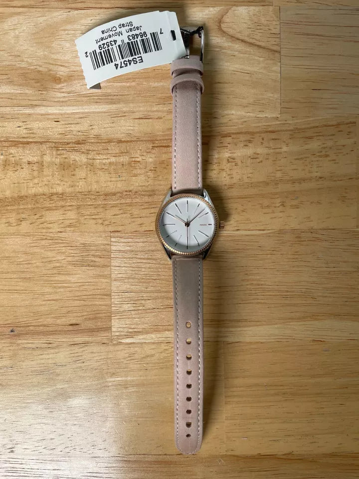 Original Fossil Leather Beige 14mm watch strap ES4574