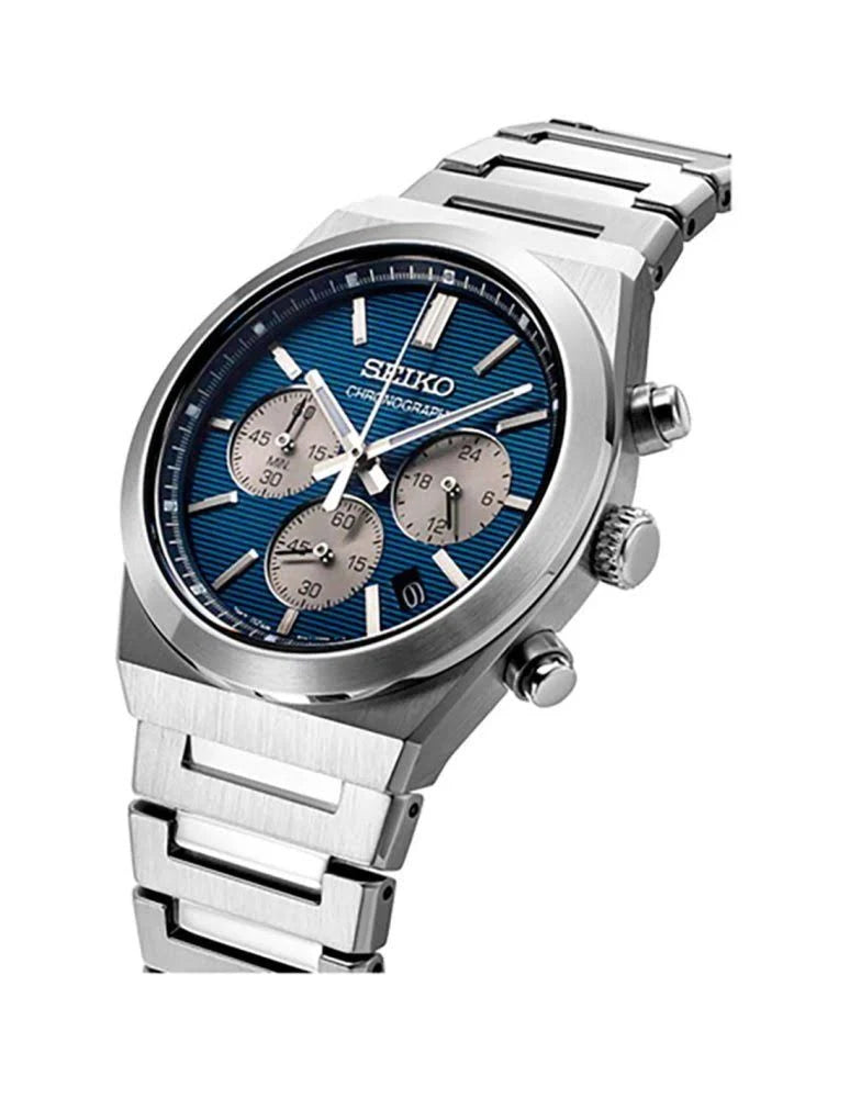 Steel Seiko Men's Blue Dial Chrono Bracelet Watch Alba Men