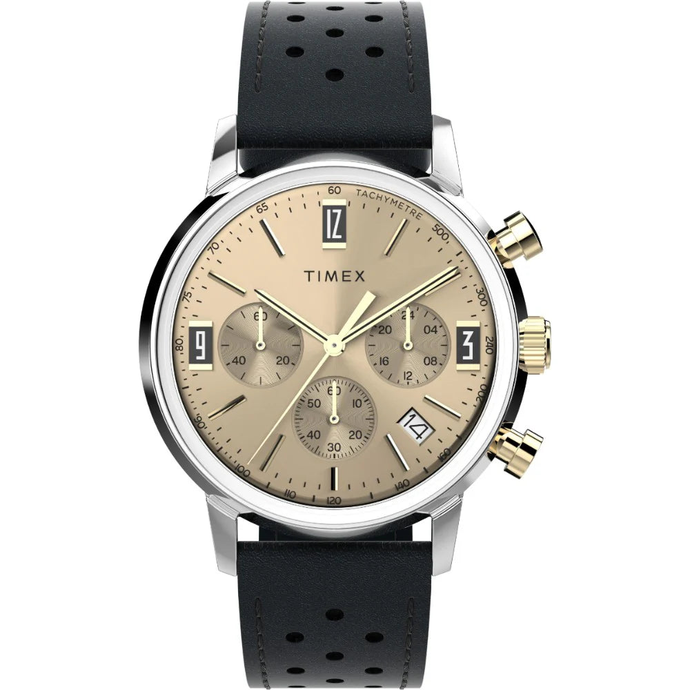 Timex Beige Analog Round Stainless Steel Dial Men's Watch, TW2W10000UJ