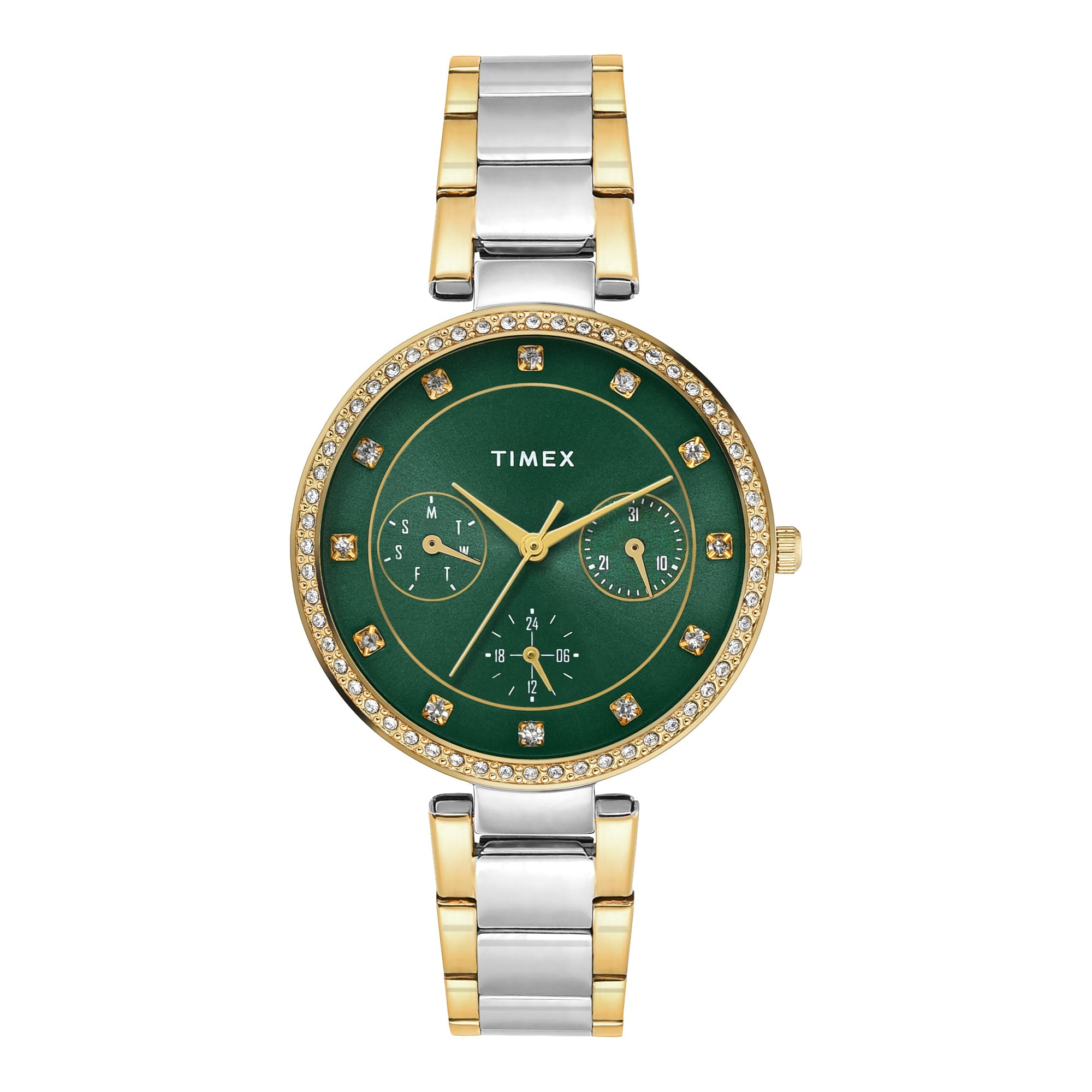 Timex Green Round Dial Analog Women's Watch, TWEL18710