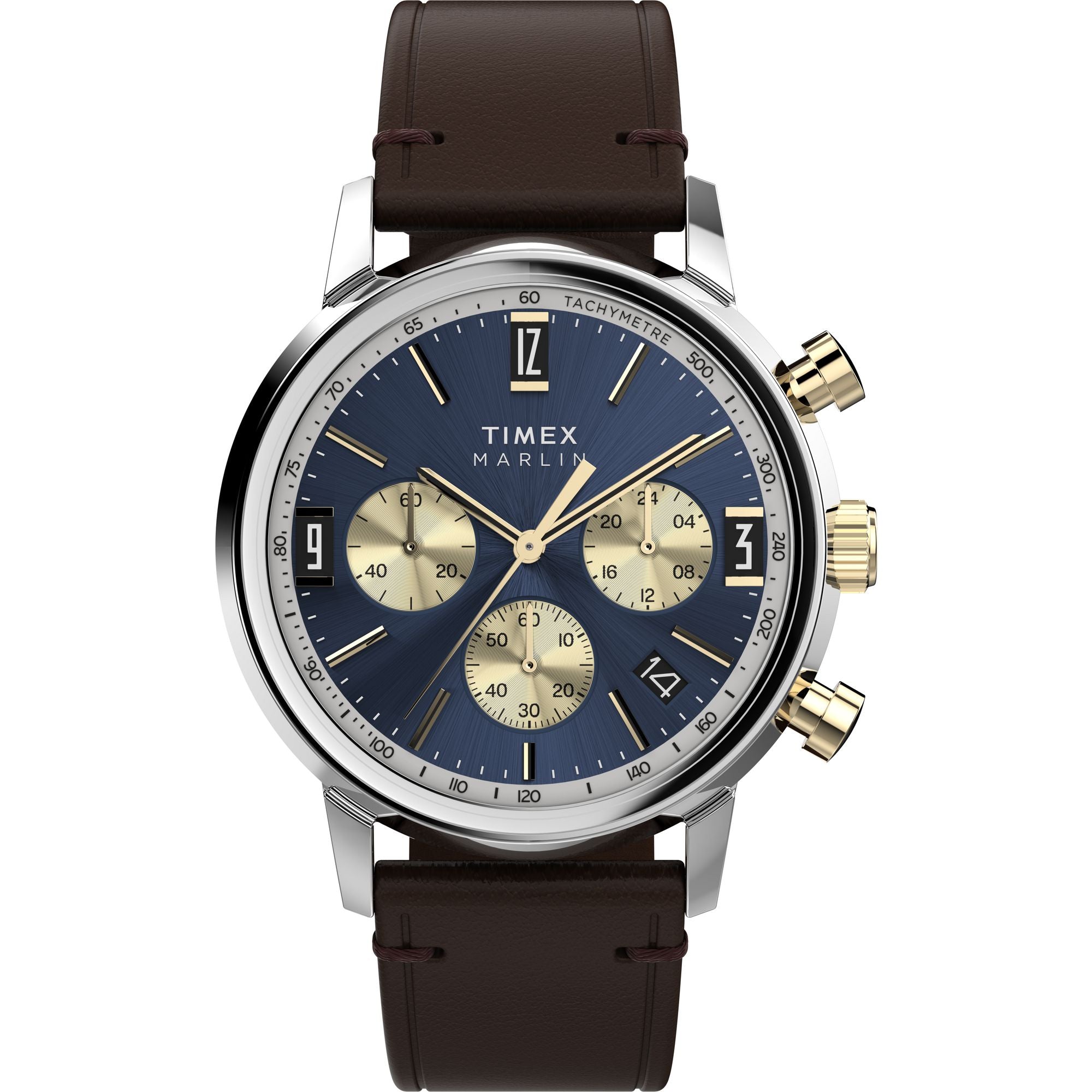Timex Marlin Chronograph Tachymeter 40mm Leather Strap Men's Watch ...