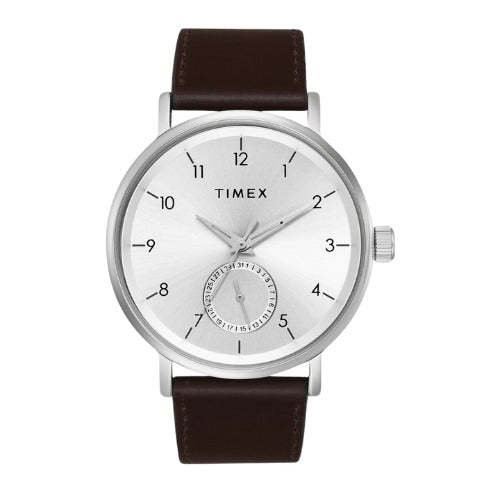 Timex Quartz White Dial Analog Leather Men's Watch, TWEG20019